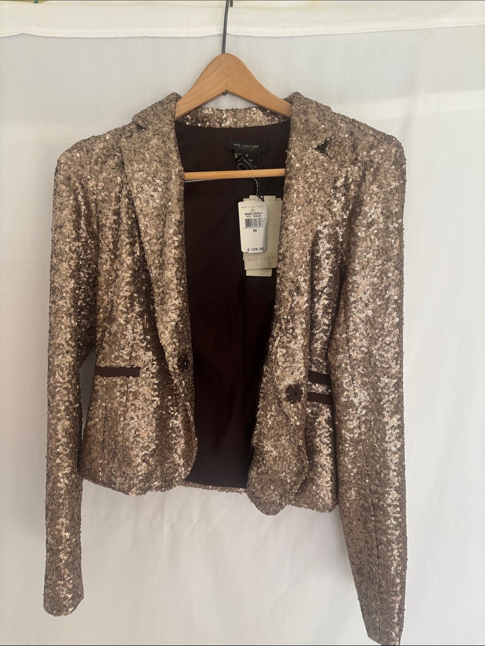 MM Couture Sequin Blazer in Champagne Gold. NWTS. Size M.